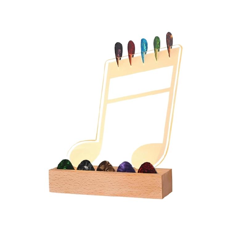 

Multifunctional Electric Guitar Accessory Display Stand with Lights Professional Guitar Pick Organizers Wood Texture 1