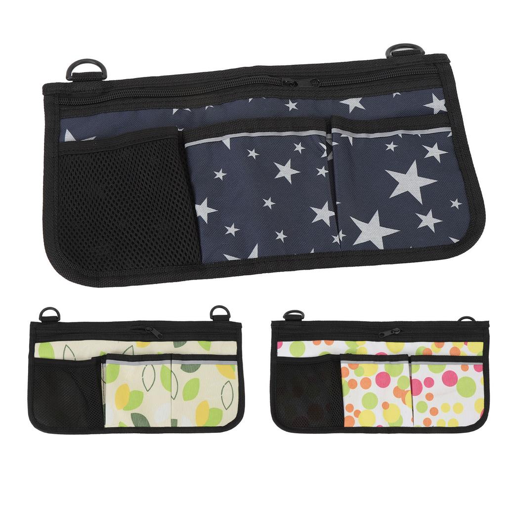 Wheelchair Side Bag with Cup Holder Water Proof 600D Oxford Cloth Multiple Pocket Adjustable Strap C