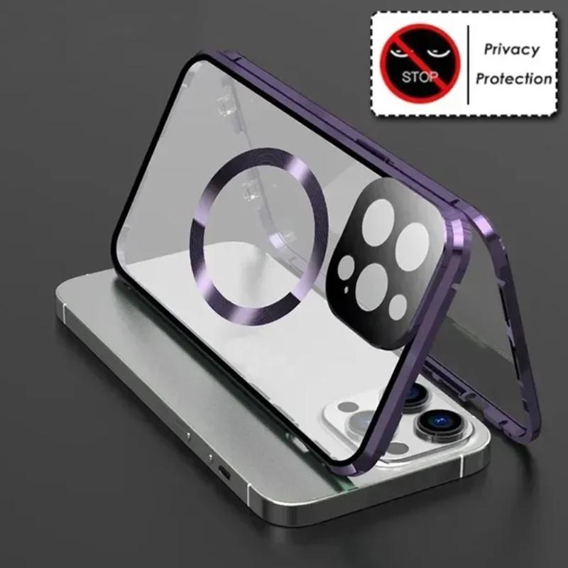 Funda Magnética Metálica Anti Miradas Indiscretas de Privacidad Para iPhone 17 16e 15 14 13 12Pro Max Funda Magsafe Protección 360 Funda de Teléfono a Prueba de Golpes