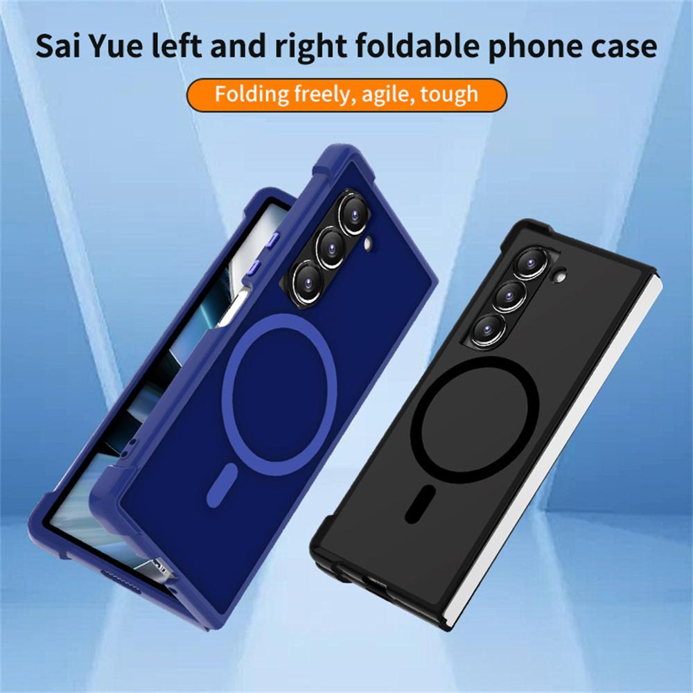 

For Samsung Galaxy Z Fold6 5G Case Compatible with MagSafe TPU+PC Matte Phone Cover Black