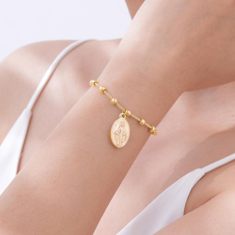 Stylish Rosary Beaded Bracelet Vintage Charm Bracelet Suitable for Women Featuring Vintage Minimalist Snake Chain