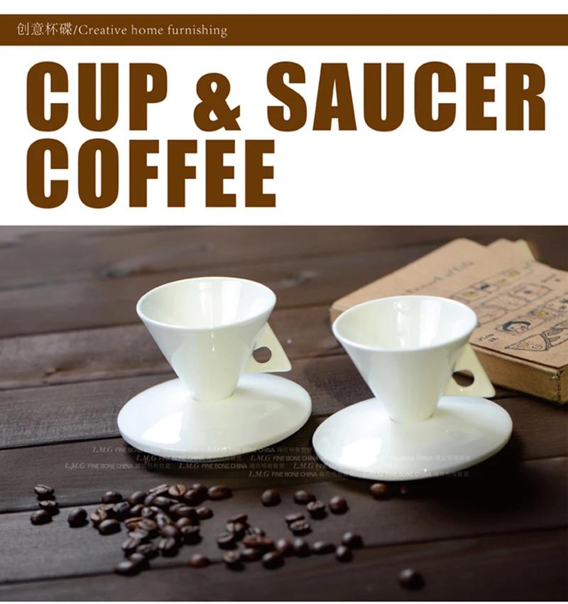 Light Luxury Bone China Coffee Cups Creative Cone Ceramic Espresso Mug and Saucer Sets Original Small Teacup Personalized Gifts