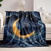 Cat, Moon, Stars Pattern Flannel Printed Blanket Suitable For All Seasons Suitable For Living Room Office Sofa And Travel