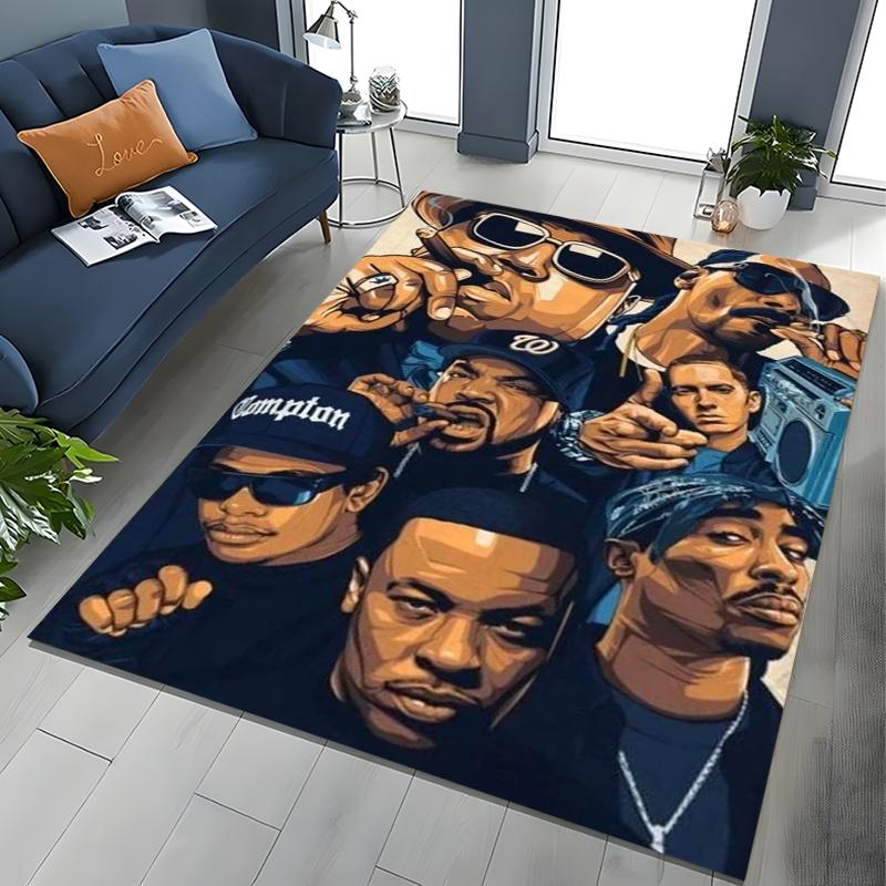 Tupac 2pac Rapper Eminem Hip Hop Rap God Art Rug for Bedroom Living Room Sofa Home Doormat Decor, Large Kids Non-slip Floor Mat