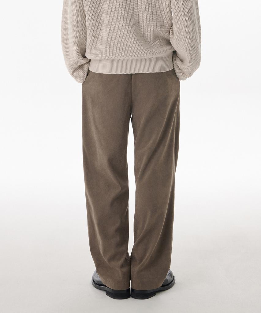 MUSINSA STANDARD Brushed One-Pleat Wide Elastic Pants [Brown]