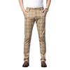 Spring Trousers Men's Casual Trousers Men's Plaid Elastic Slim Business Straight Trousers Youth Fashion Trend Men's Trousers