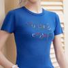 Women's Embroidered Slim Fit Short Sleeve Knit Top