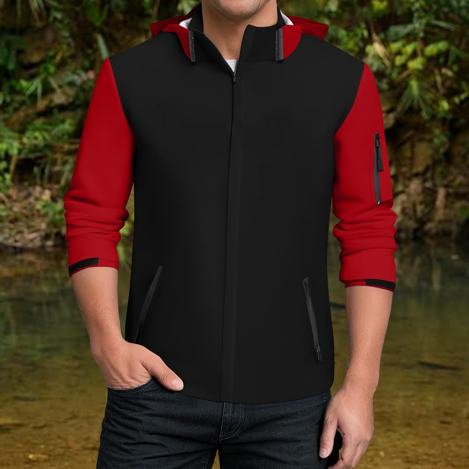 

Чоловіча водонепроникна вітрівка, легкий дощовик з капюшоном для повсякденного носіння L чорний