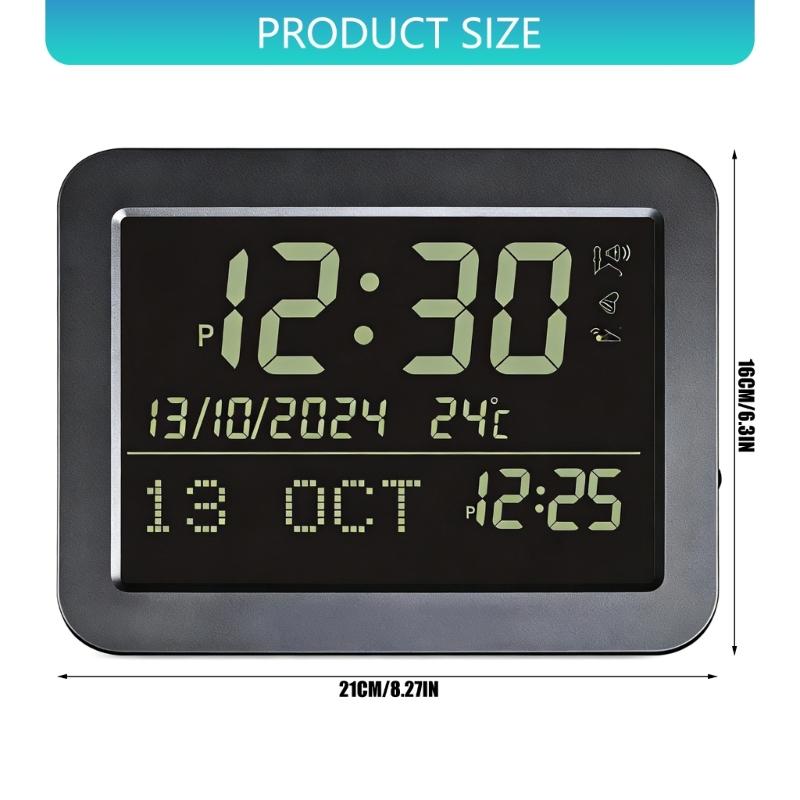 Square LCD Digital Clock Temperature Sensors Easy Operation Azan Clock For Home Office Desk Decoration Use