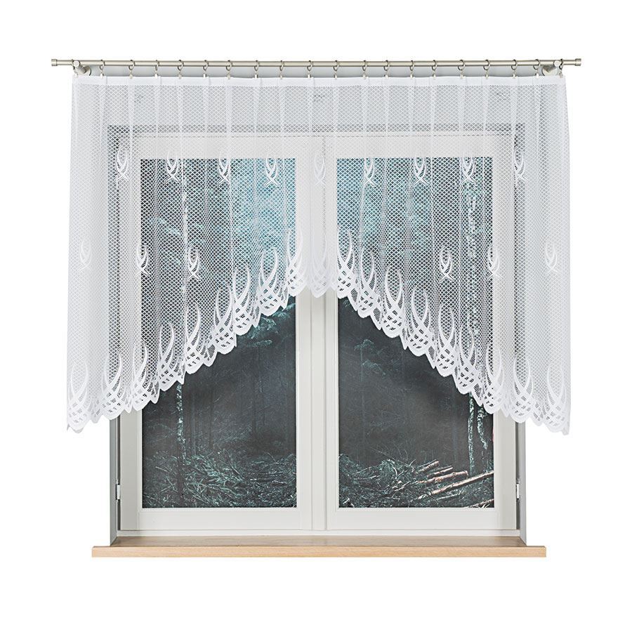 Gosia - Ready-Made Jacquard Curtain With A Cut At The Bottom - 300X120 Cm - White