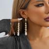 Stylish Gold-plated Asymmetric Earrings With Faux Pearl For Women Street Style
