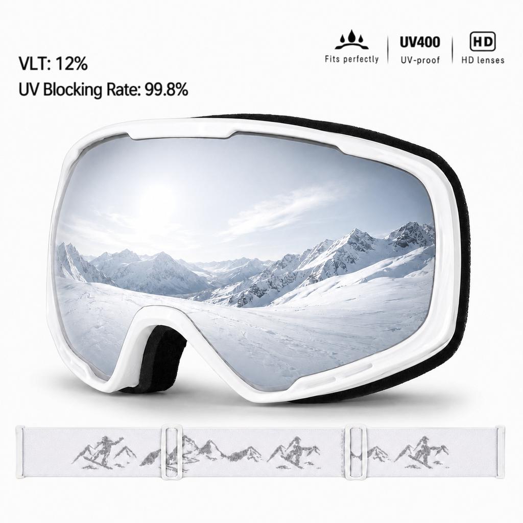 Double-layer anti-fog children's ski goggles, high-definition, UV-resistant, spherical lenses, outdoor mountaineering, windproof, and snowproof