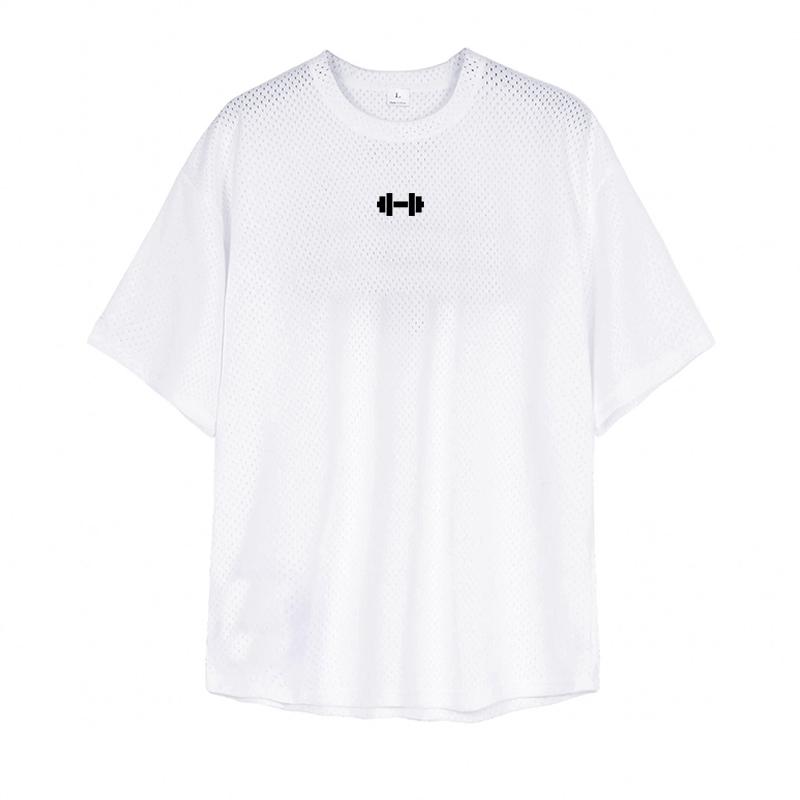 

Muscleguys Мужские беговые футболки, спортивная футболка с коротким рукавом, летняя свободная сетка с заниженными плечами, свободный O-образный вырез, одежда для фитнеса и спортзала XXL белый