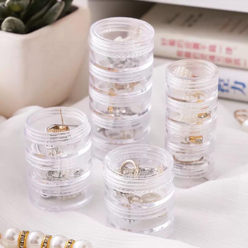 Five-Tier Mini Travel Jewelry Box For Women, Transparent Pill Organizer, Earring Storage Box For Girls;