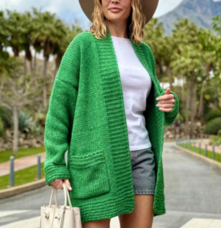 Cardigan Tricotat Larg Mărimi Mari pentru Femei Europene și Americane 2024 - Mânecă Lungă Slimming