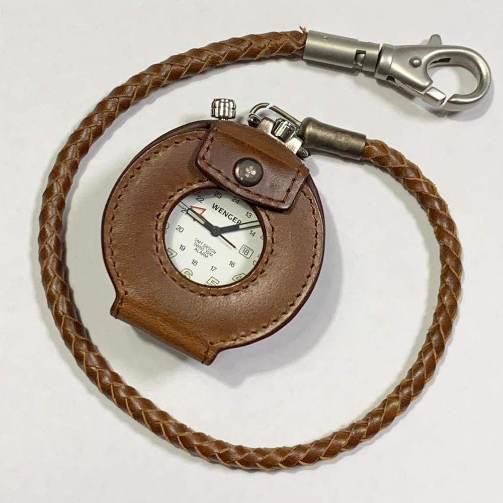 Used [Rare] Operation confirmed Good condition WENGER 1893 Pocket watch with leather case