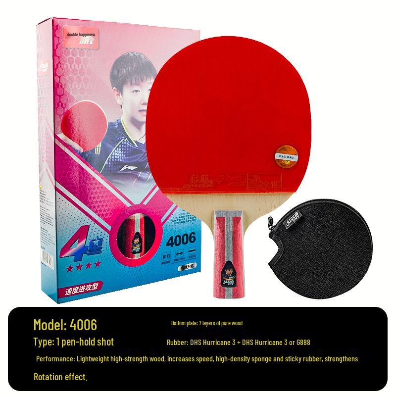 Genuine Double Happiness Table Tennis Racket for Beginners: Children's Professional 3-Star 4-Star Horizontal/Vertical Bat.