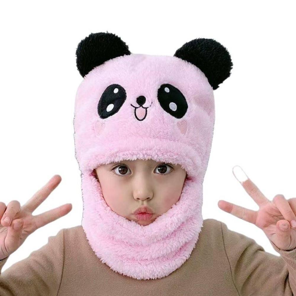 Cartoon Children Beanie Caps Fleece Warm Bonnet Scarf Fashion Kids Winter Hats  for Girls Boys