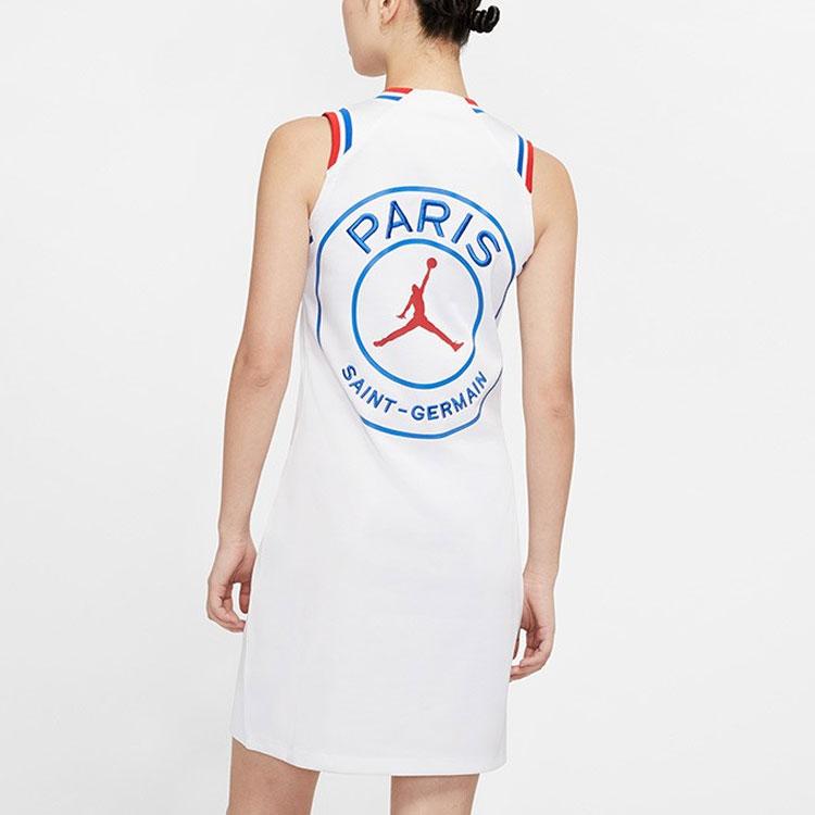 Jordan Brand Womens PSG Dress Round Neck Sleeveless Casual Dress Women Dress White CQ6678-100