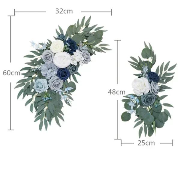 2 Pcs Artificial Wedding Arch Flowers Kit Wedding Flowers Garlands Silk Peony Flower Swag Welcome Sign Floral for Ceremony Party