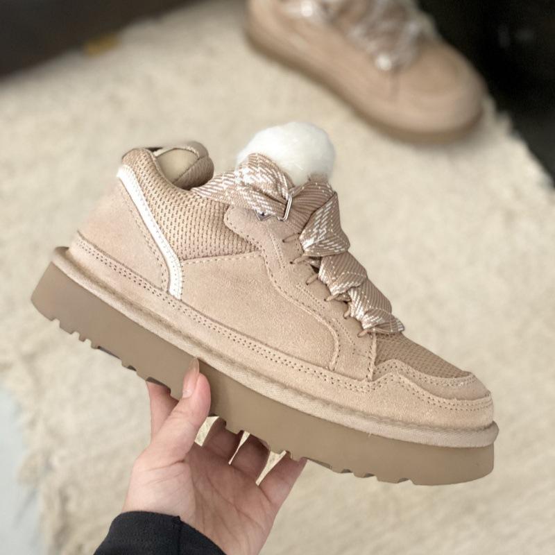 

Mel женские зимние сапоги новые зимние меховые интегрированные флисовые утолщенные ботинки на шнуровке короткие ботинки теплая хлопковая обувь Хэнань Санпо 36