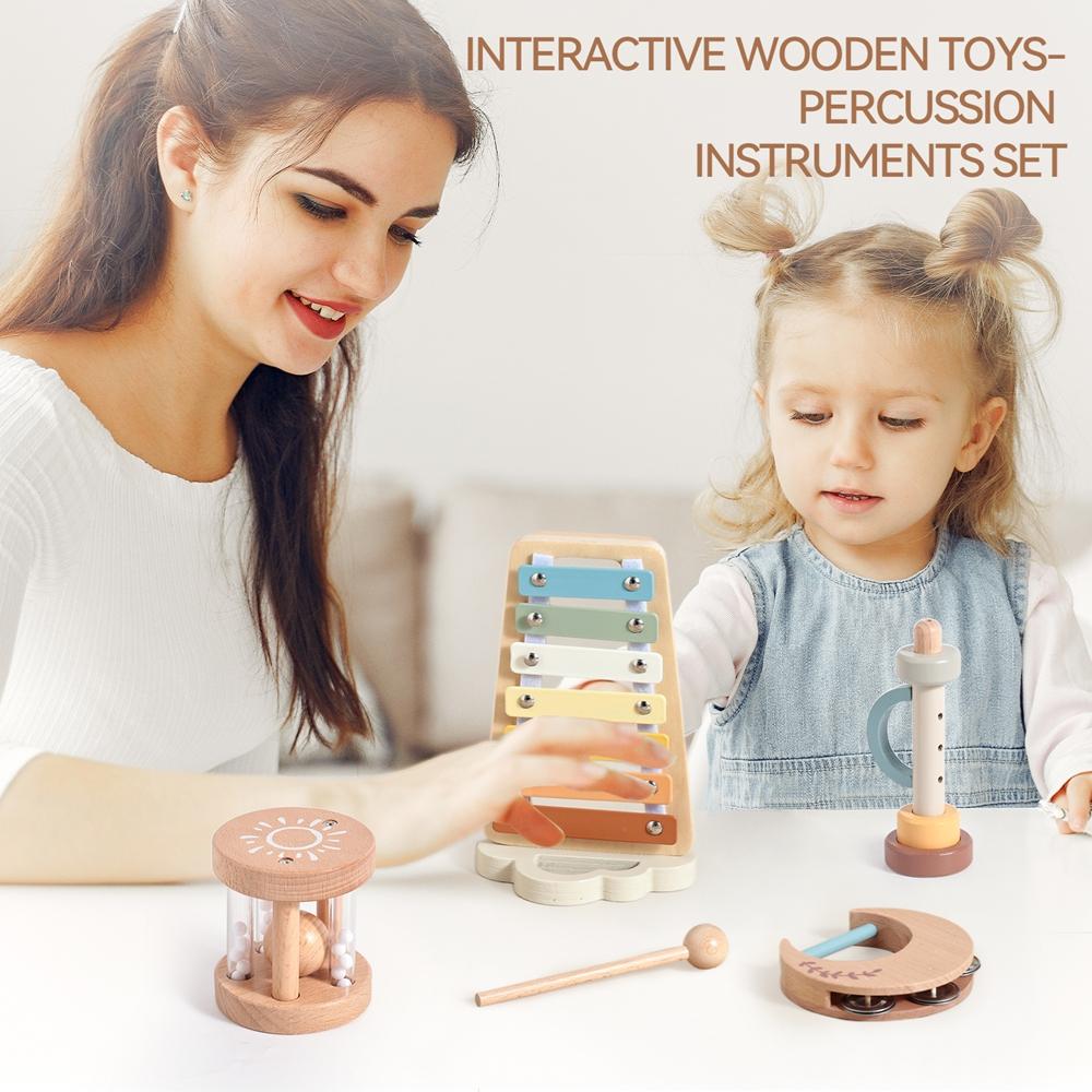 Baby Wooden Rattle Music Toys Musical Instrument Baby 0 3 Years Toys Wooden Educational Toys Elephant Xylophone Children Toys