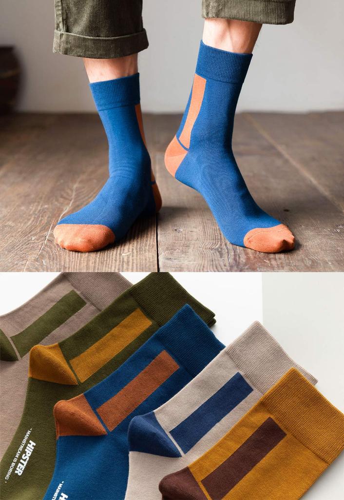 QPANDA Men's Thin Sports Socks 5-Pair Set, Antibacterial Odor-Resistant Cotton, Sweat-Absorbing, Size 24-28cm, Colorful