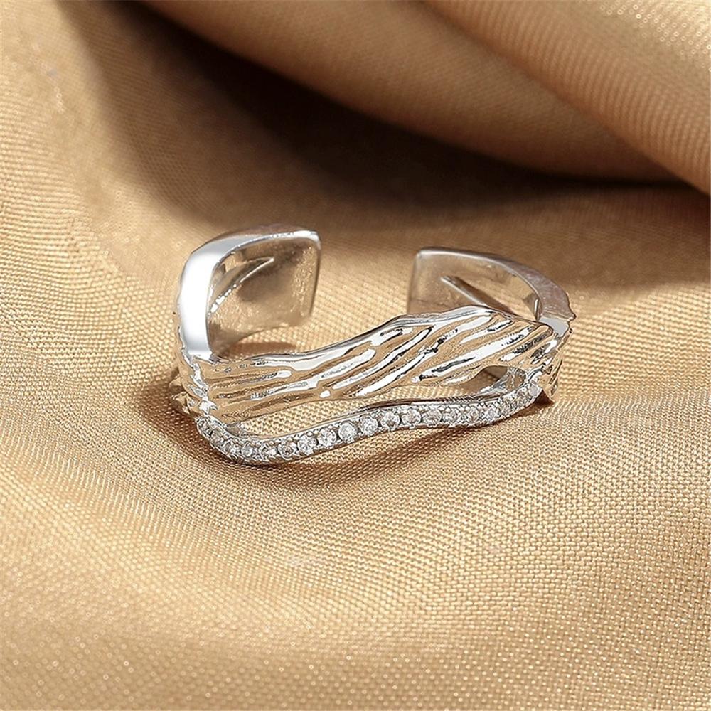 Cute Female White Zircon Stone Silver Color Wedding Rings Promise Open Adjustable Engagement  For Women