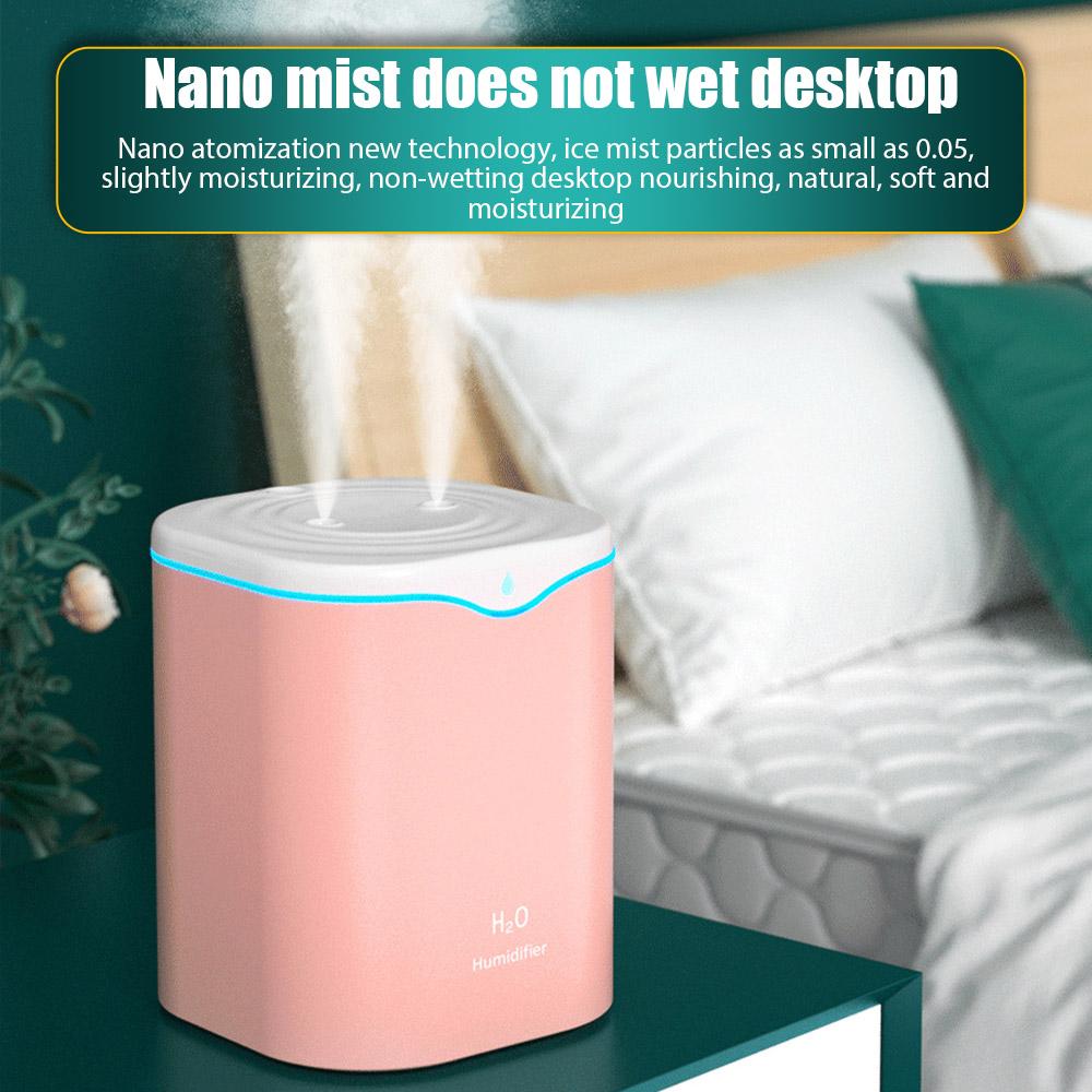 2L Large Capacity Dual Spray Humidifier USB Home Office Desktop Aroma Diffuser Mist Purifier Essential Oil Air humidificador