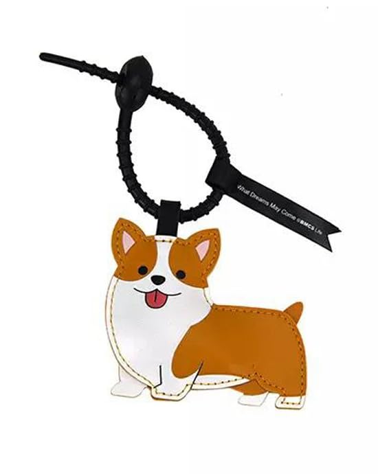 

[AIXUAN] Puppy Strap, Idea Cute Novelty Squeeze Leather Dog Keychain, Car Bag, Key Holder (Type 1) 8.1 cm x 7.1 cm