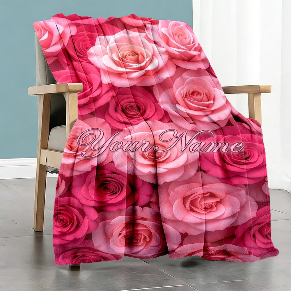 Rose Personalized Name Blanket Throw Personalized Blanket Soft & Cozy Perfect for Seaside Bedding Sofa Livingroom for All Occasions