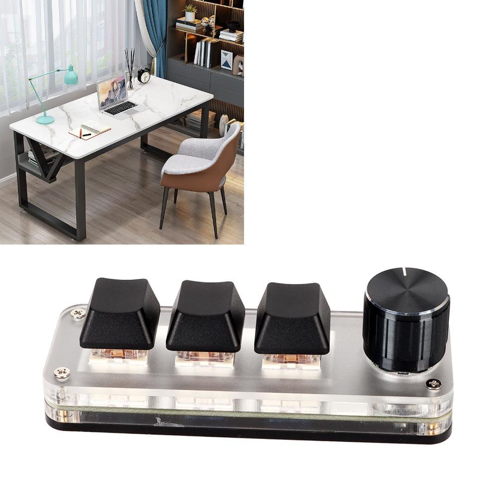 USB-Anschluss Mechanische Tastatur 3 Tasten 1 Drehknopf/4 Tasten Programmierbare Tastatur Desktop-PC