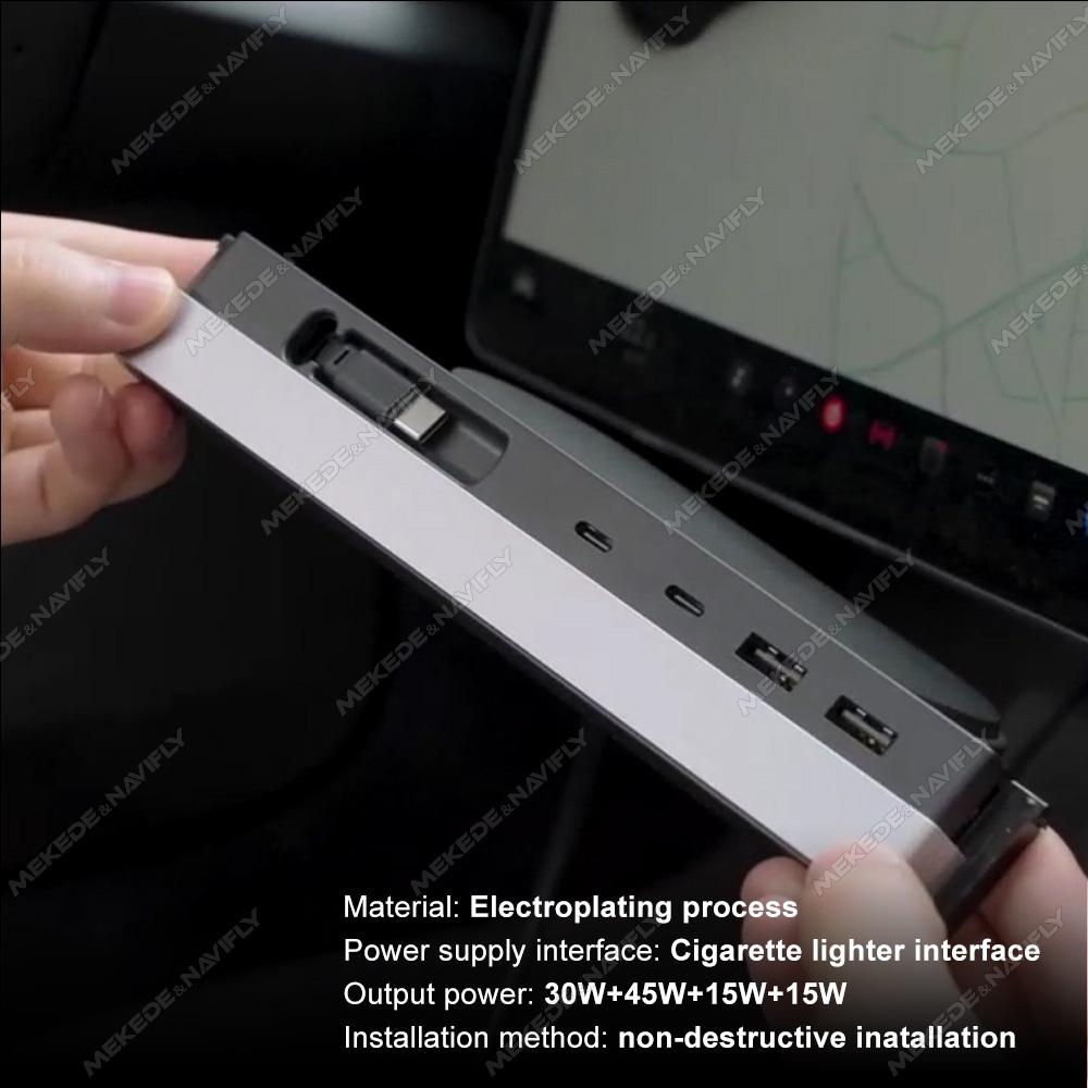 For Tesla Model 3 Y NEW 2025 2025 Docking Station Quick Charger Type-C USB Shunt Hub Fast Charging Power Splitter Car Accessorie