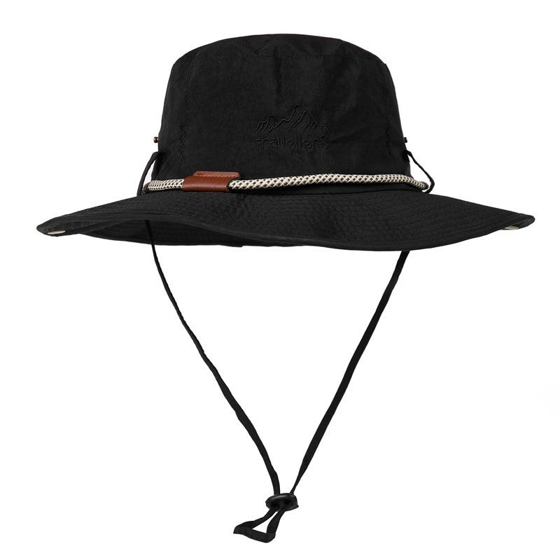 

Походная панама мужская и женская летняя солнцезащитная рабочая шляпа дышащая для активного отдыха рыбалки кемпинга шляпа западного ковбоя M（56-58cm） чёрный