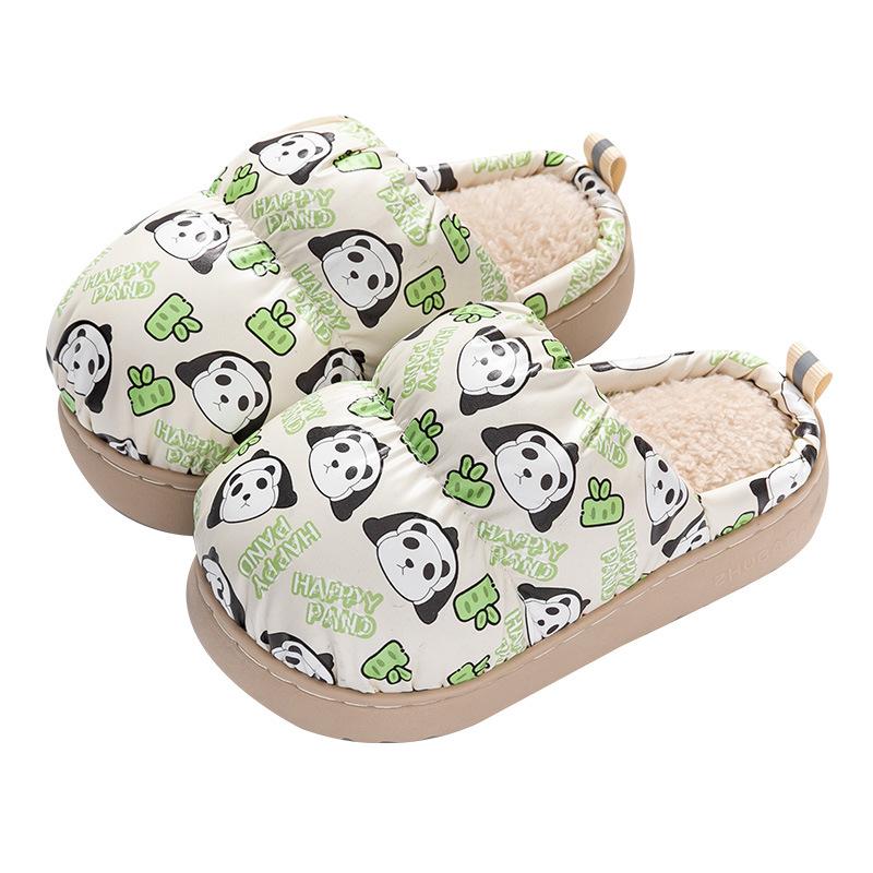 Autumn and winter new cotton slippers women's confinement velvet waterproof warm shoes parent-child home indoor non-slip large cotton mop