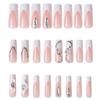 24 Rhinestone Press-on Long Bow Flower Nail Art Wearable Tips