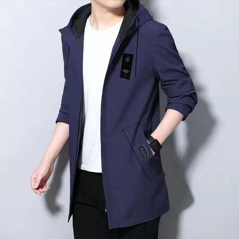 

2025 Men’s Mid-Length Fleece-Lined Trench Coat – Trendy, Casual, and Warm for Autumn/Winter. M 90-110 lbs
