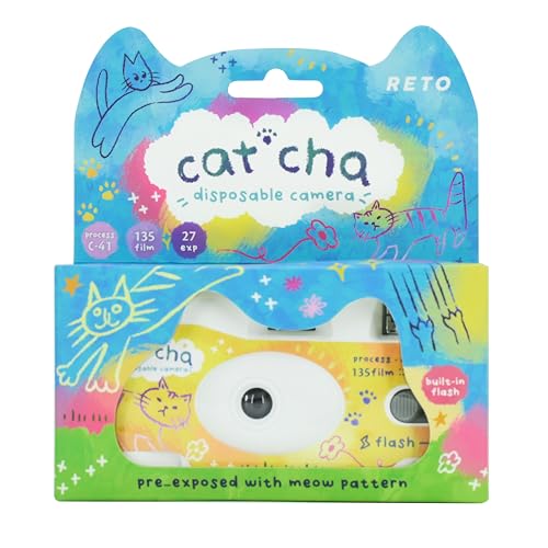 

Retocolor Cat cha 400 35mm Disposable Film Camera, 27EXP, ISO 400, Color Negative Film, Focus-Free, Easy to Use, Built-in Flash, Disposable (Film and