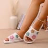 Breathable Teddy Fleece Floral Flip-Flops – Spring/Autumn Cozy Home Slippers
