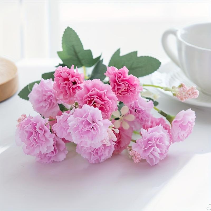 Artificial Carnation Flower Bouquet Vibrant Multicolor Fade Resistant Fake Flower For Home Wedding Garden Outdoor Decor