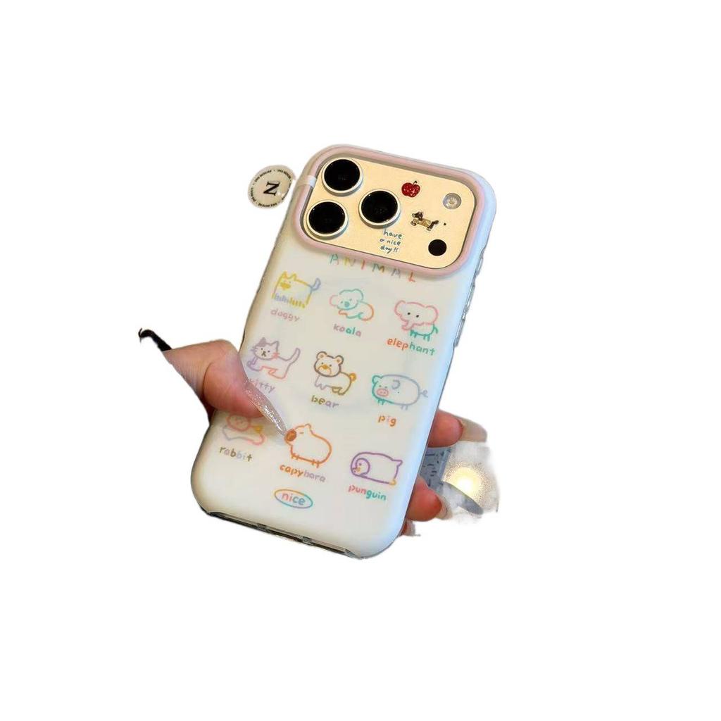 Cute pet color lines small animal collection magnetic suction bracket is suitable for iphone17promax apple phone case