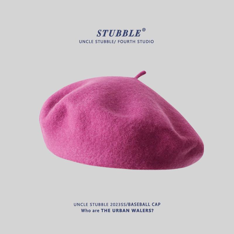 Women's Artistic Retro Wool Beret - Solid Color Autumn/Winter Hat