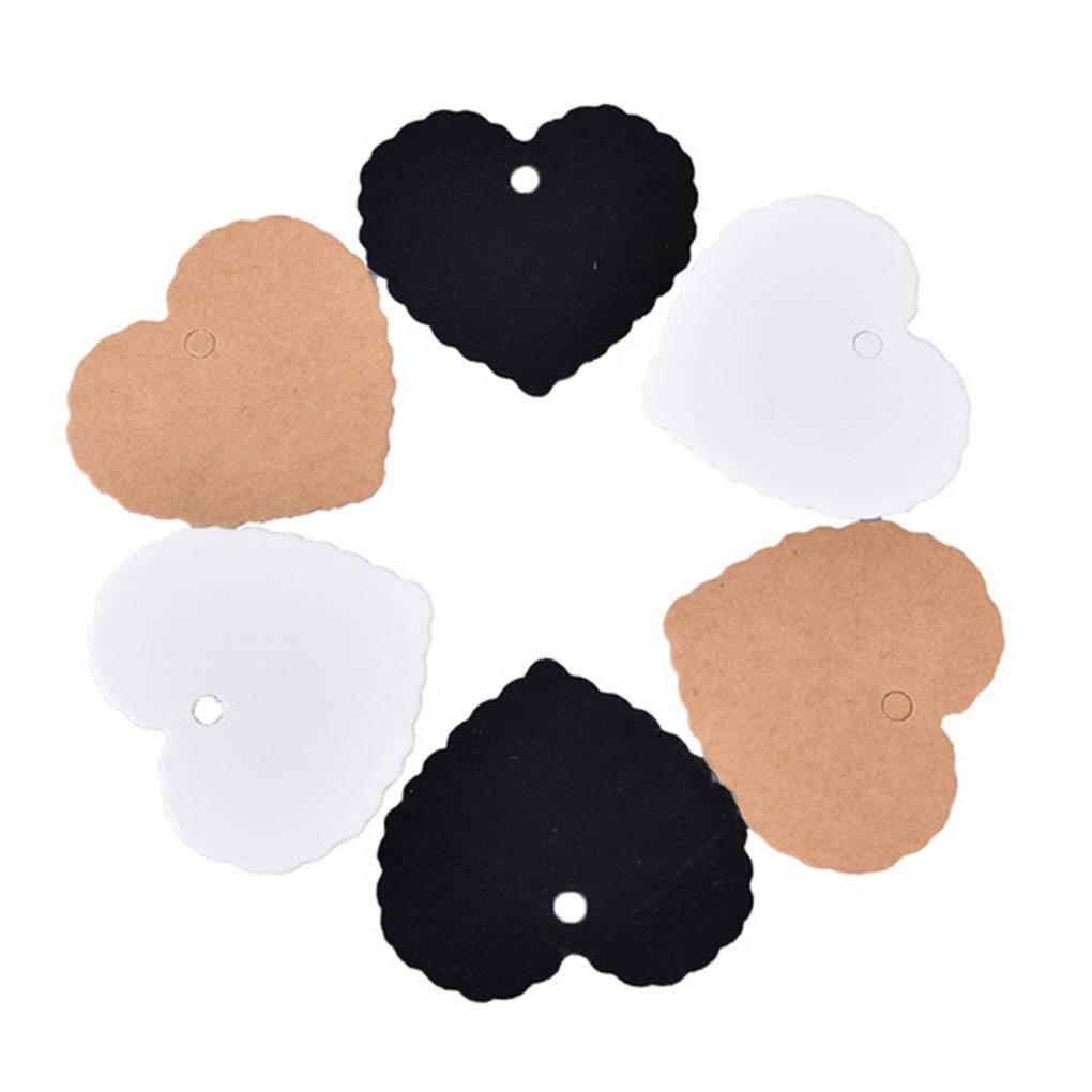 100pcs Kraft Paper Heart\-Shaped Solid Color Blank Label Jewelry Gift Postcard Home Wedding Party DIY Decoration Accessories