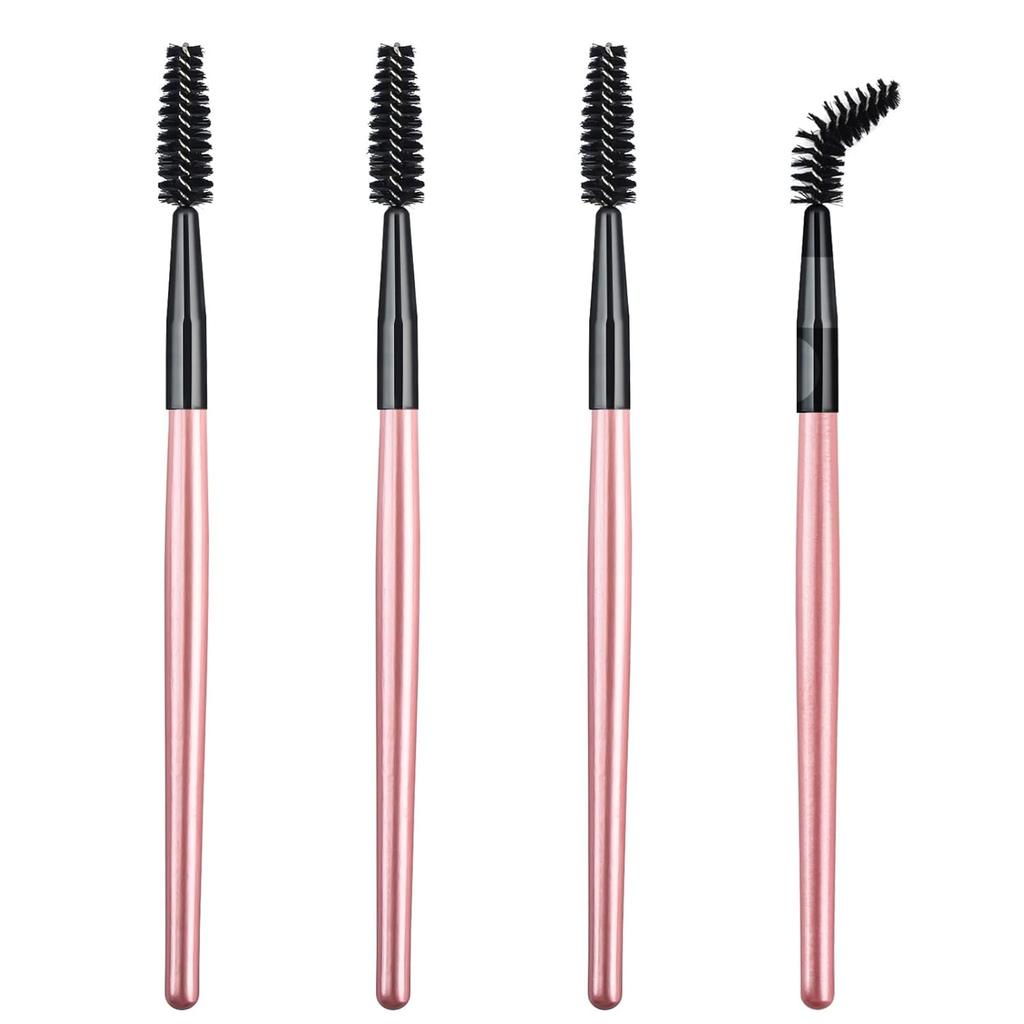 4Pcs Mascara Brush Wands Makeup Lash Spoolies Eyelash Eyebrow Brushes Spooly Applicators for Extensions Reusable(Pink)