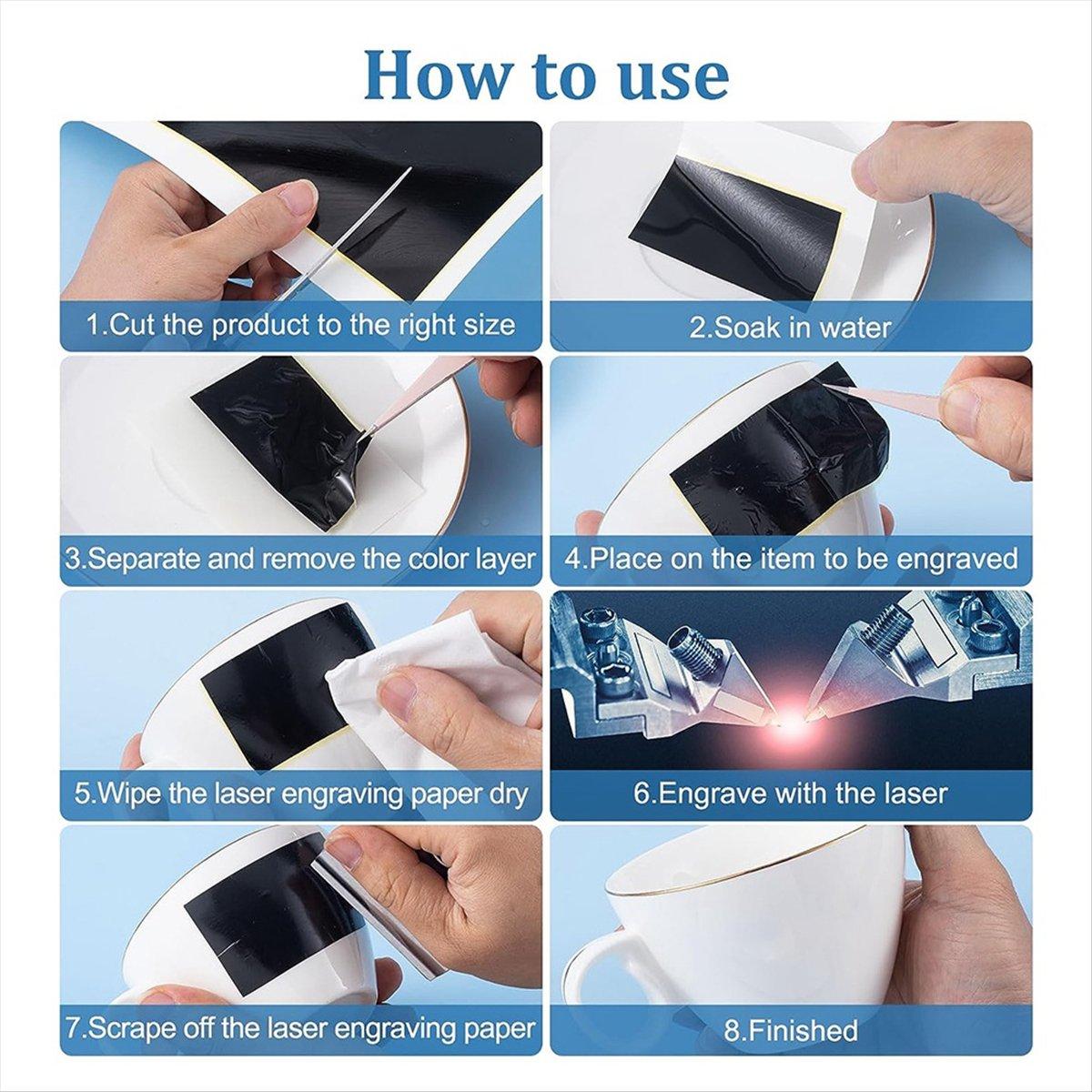 

BHBL Laser Engraving Marking Paper, 10PCS Laser Color Paper for Laser Engraver, 15.4x10.6Inch Black for Metal Glass Ceramics China Mainland