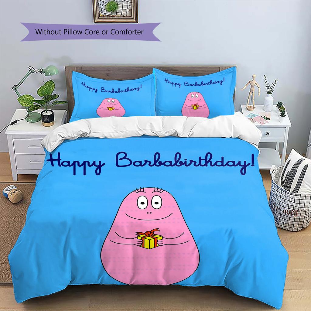 Set Copripiumino Trapuntato con Fantasia Barbapapa Decorazione per la Casa Regalo (1 * copripiumino + 2 * federe senza imbottitura)
