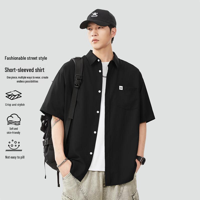 Paul Frank Men s Short Sleeve Loose Casual Shirt 3XL чёрный
