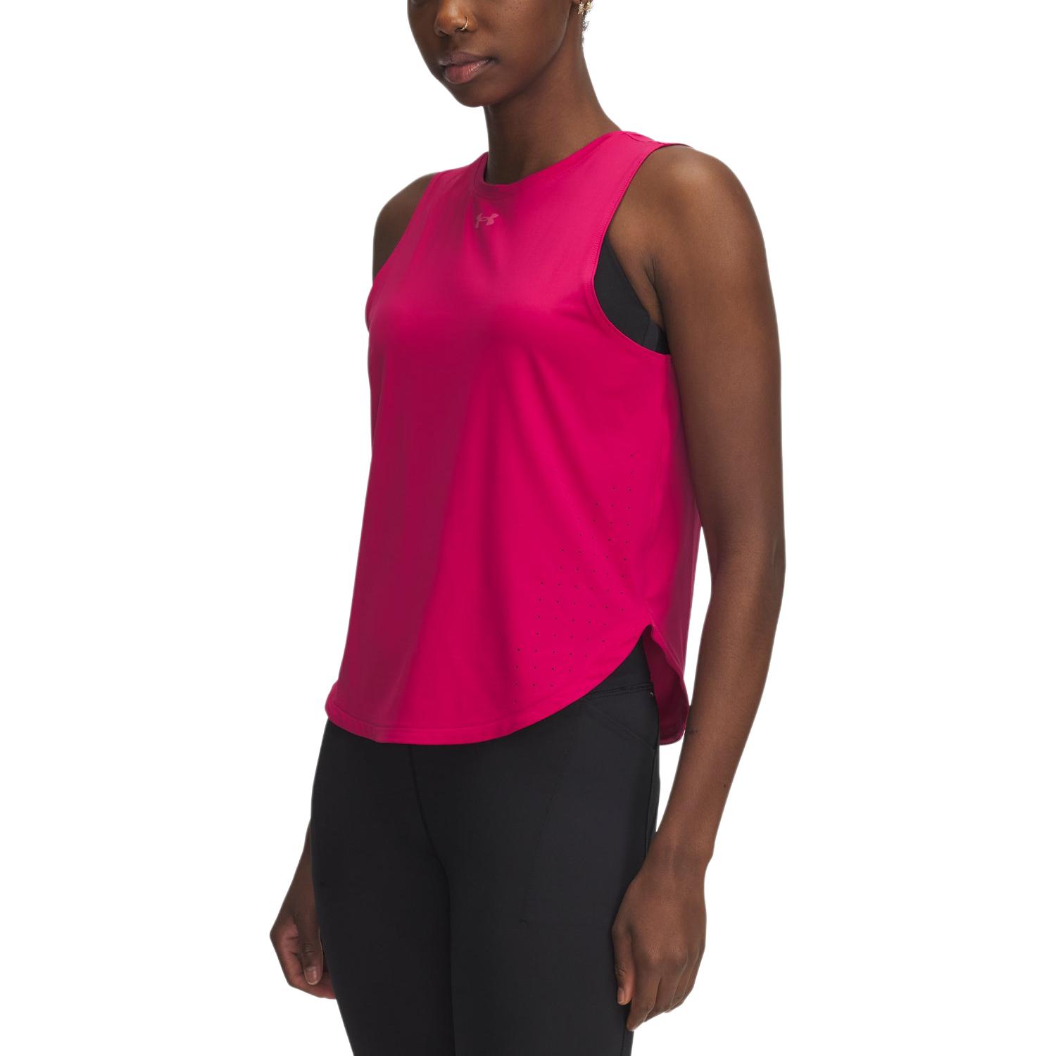 

Under Armour Элитная майка для бега дышащая удобная прохладная спортивная майка женская топы градиентно-фиолетовый красный светоотражающий 1389563-681 S