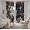 2pc Double tiger print curtains   polyester fabric   machine washable   suitable for bedroom and living room decoration