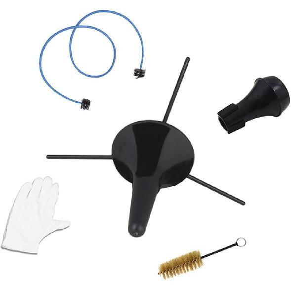 

Набор для чистки трубы, 5 предметов Стойка для трубы, Аксессуары для трубы, музыкального инструмента со стойкой для трубы, щеточкой для клапанов, змеевидной щеткой, труба